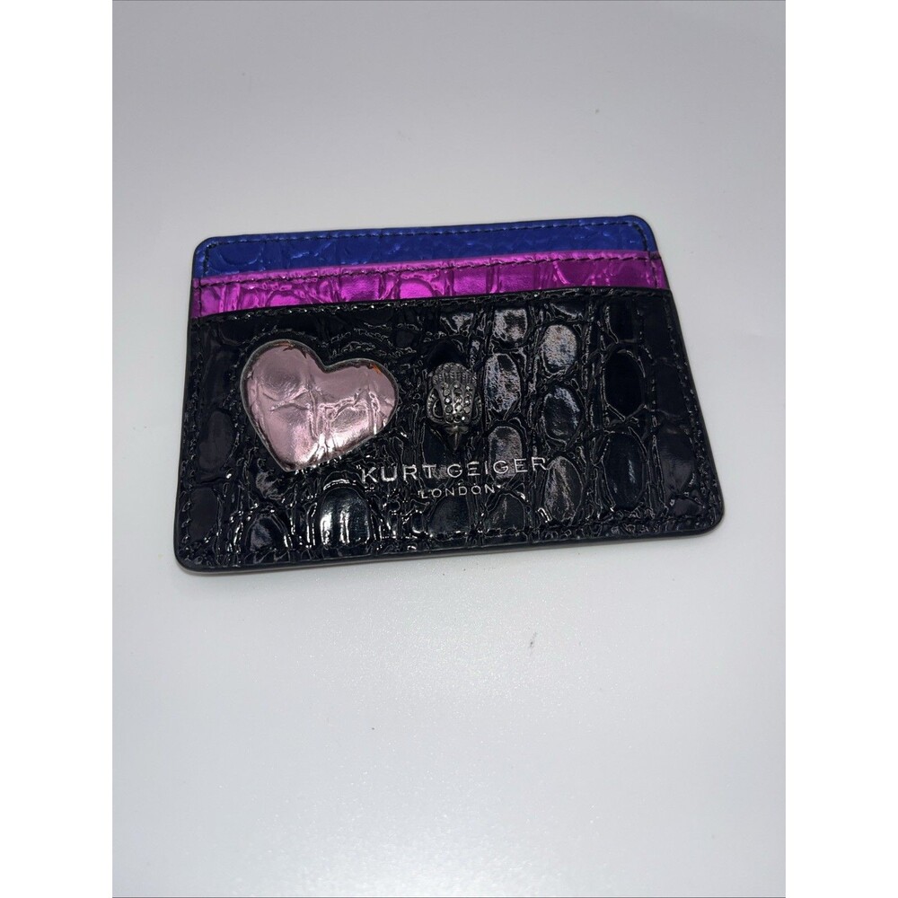 Kurt Geiger London Love Card Wallet Black Purple Pink HTF Out Of Stock